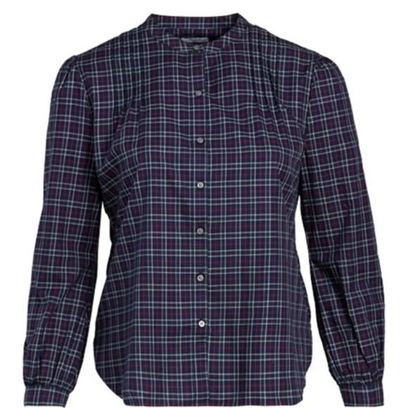 Untuckit Tara Plaid Shirt Long Sleeve Button Front Blue - Picture 1 of 8